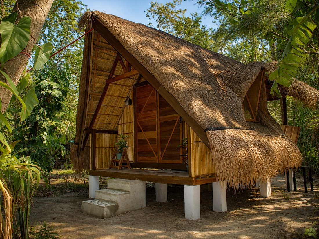 Construction d'une cabane en bambou, Riverback Sanctuary (Philippines)